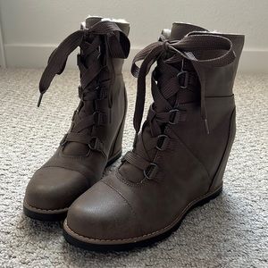 Sherpa wedge boots